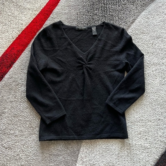 Valerie Stevens Black 2Ply Cashmere Sweater Top - Picture 1 of 3